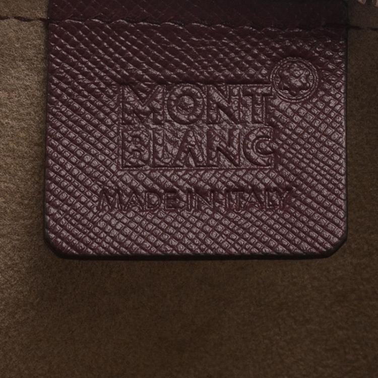 Pre Owned Montblanc Burgundy Leather Tablet Zip Around Pouch