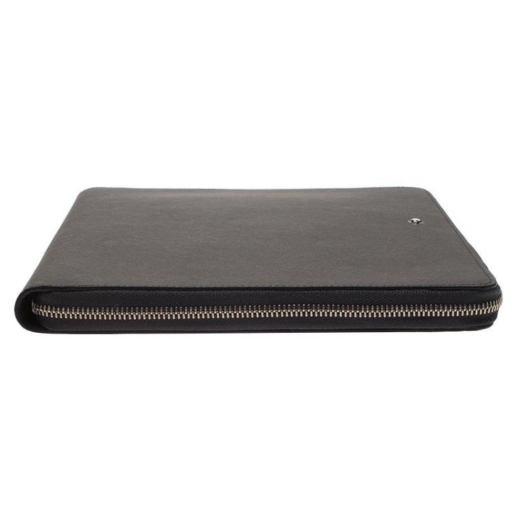 Pre Owned Montblanc Grey Leather Tablet Zip Around Pouch