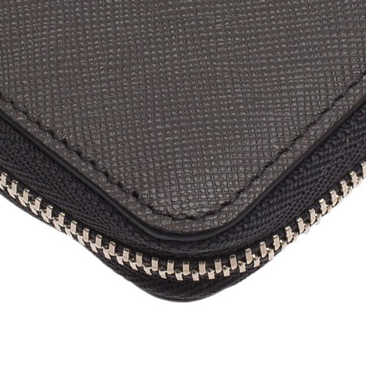 Pre Owned Montblanc Grey Leather Tablet Zip Around Pouch