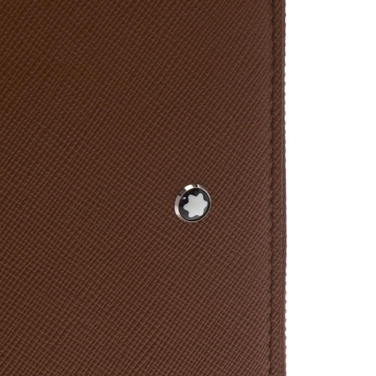 Pre Owned Montblanc Brown Leather Tablet Zip Around Pouch