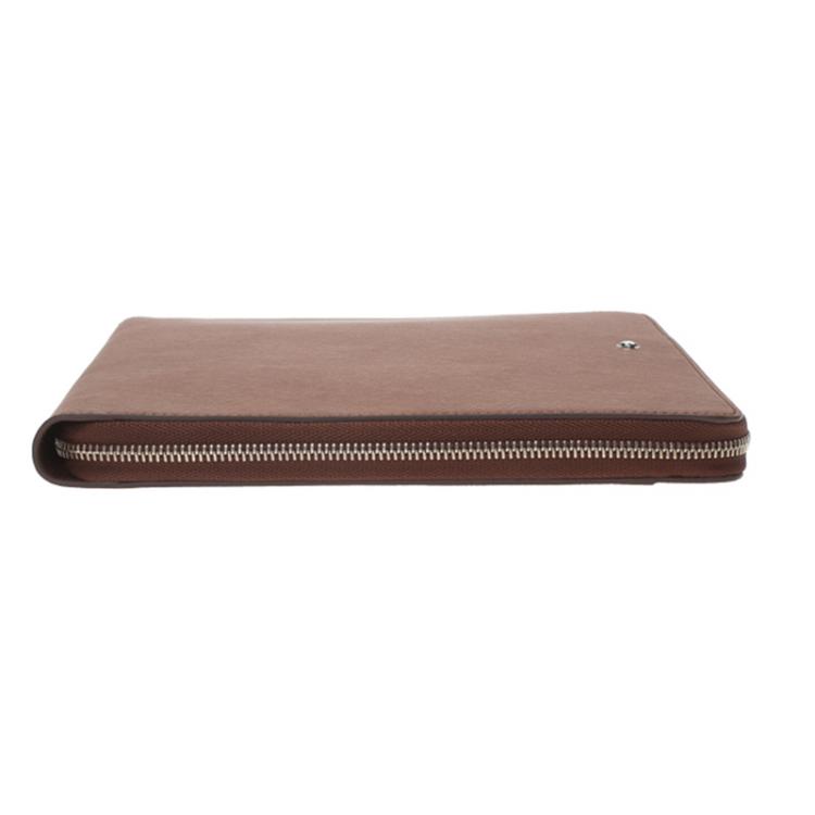 Pre Owned Montblanc Brown Leather Tablet Zip Around Pouch