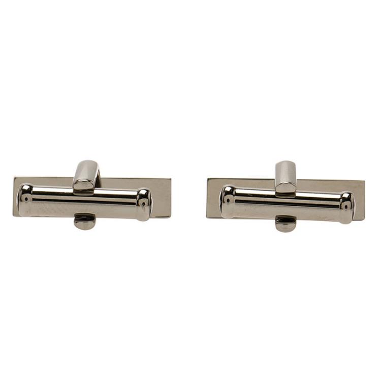 Pre Owned Montblanc Iconic Lines Blue & Black Lacquer Steel Bar Cufflinks