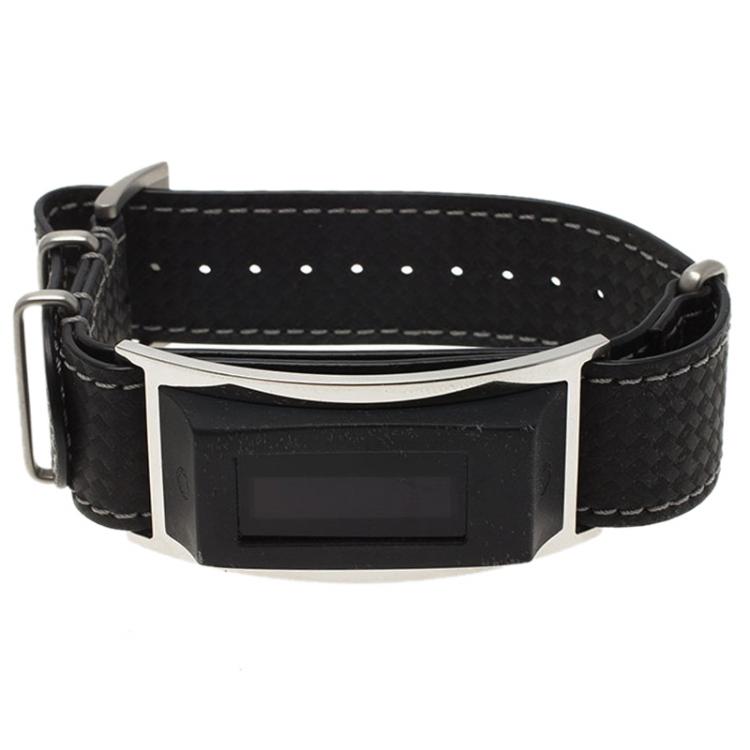 Pre Owned Montblanc Black Stainless Steel and Leather E-Strap