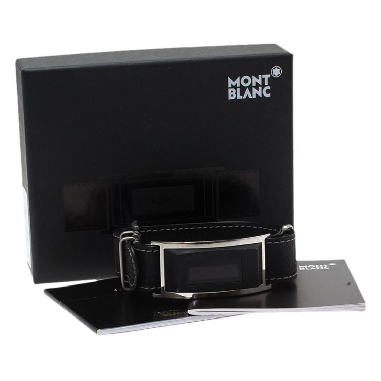 Pre Owned Montblanc Black Stainless Steel and Leather E-Strap