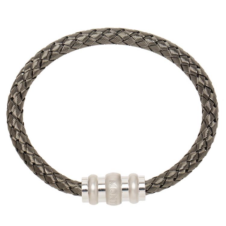 مملوكة مسبقًا Montblanc Men's Contemporary Collection Silver Woven Bracelet 18cm