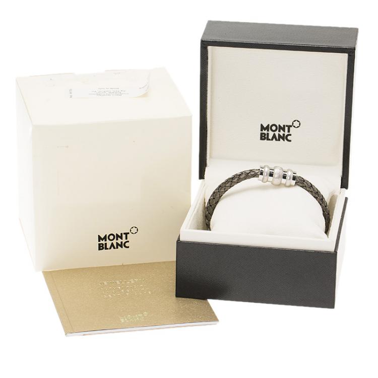 مملوكة مسبقًا Montblanc Men's Contemporary Collection Silver Woven Bracelet 18cm