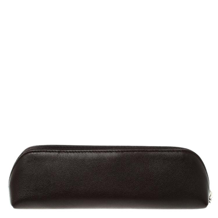 Pre Owned Montblanc Brown Leather Sartorial Zip Top Pen Pouch