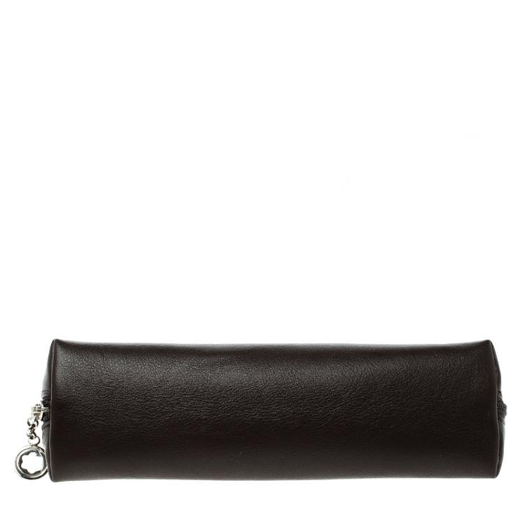 Pre Owned Montblanc Brown Leather Sartorial Zip Top Pen Pouch