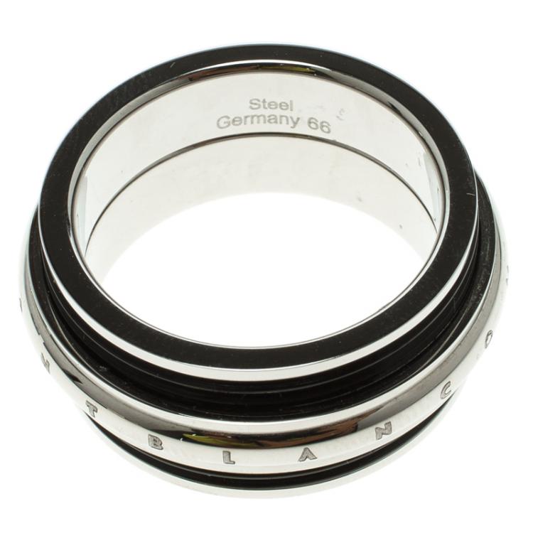 Pre Owned Montblanc Men's Contemporary Collection Black PVD Steel Sliding Ring Size 66