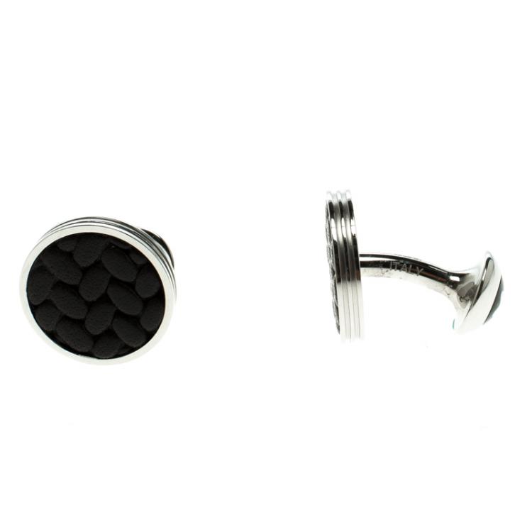 Pre Owned Montblanc Brown Stainless Steel Monograin Men's Cufflinks