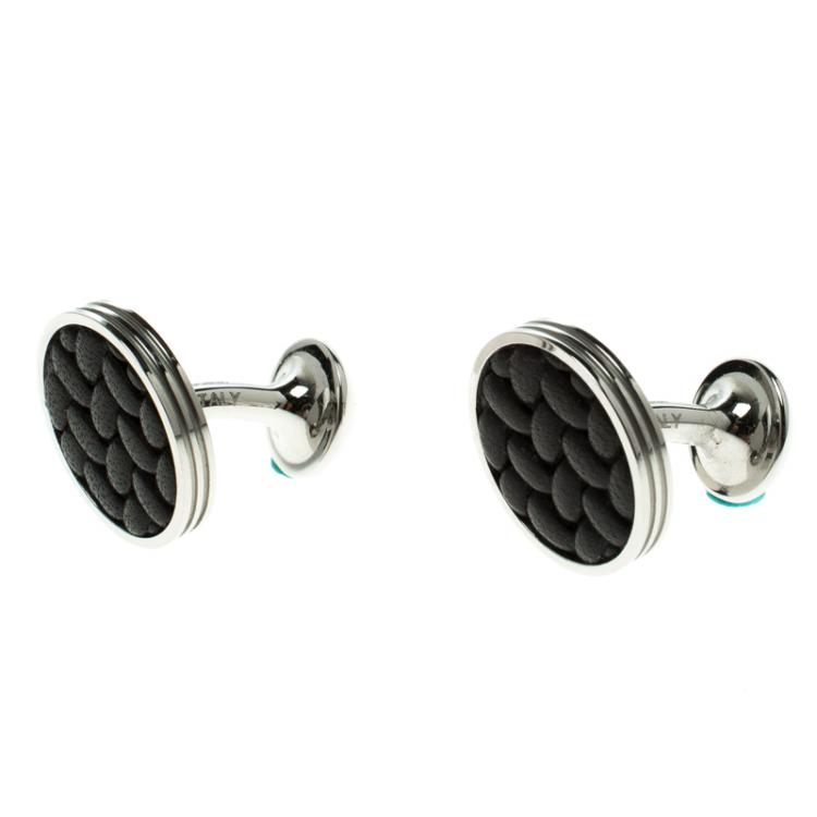 Pre Owned Montblanc Brown Stainless Steel Monograin Men's Cufflinks