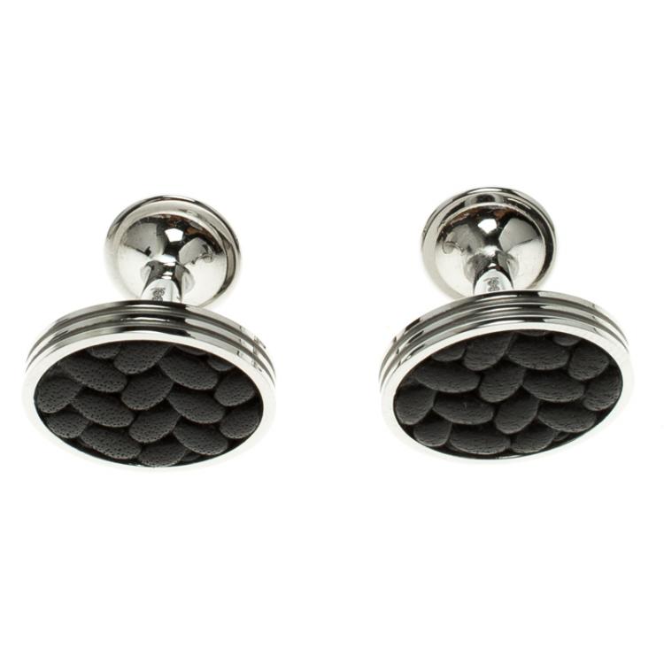 Pre Owned Montblanc Brown Stainless Steel Monograin Men's Cufflinks