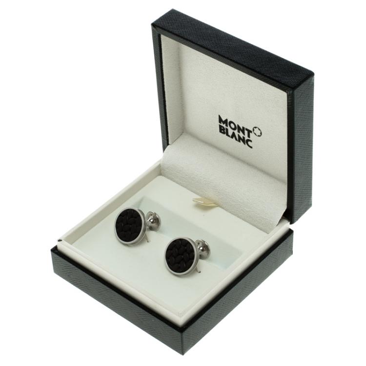 Pre Owned Montblanc Brown Stainless Steel Monograin Men's Cufflinks