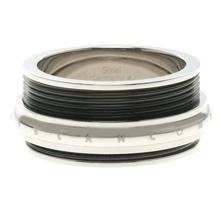 Pre Owned Montblanc Men's Contemporary Collection Black PVD Steel Sliding Ring Size 64