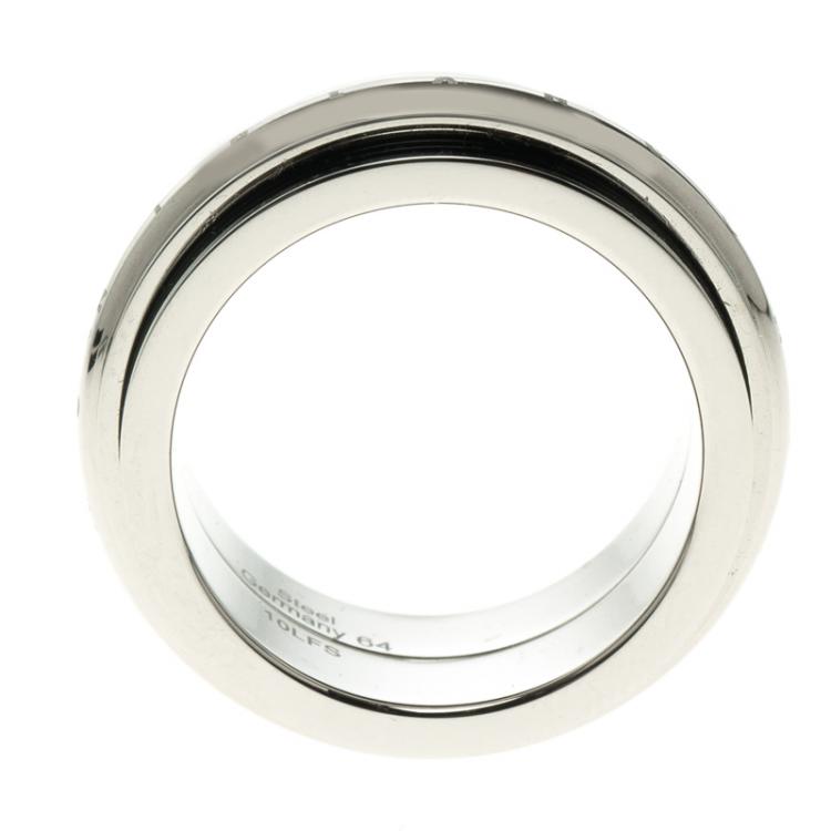 Pre Owned Montblanc Men's Contemporary Collection Black PVD Steel Sliding Ring Size 64