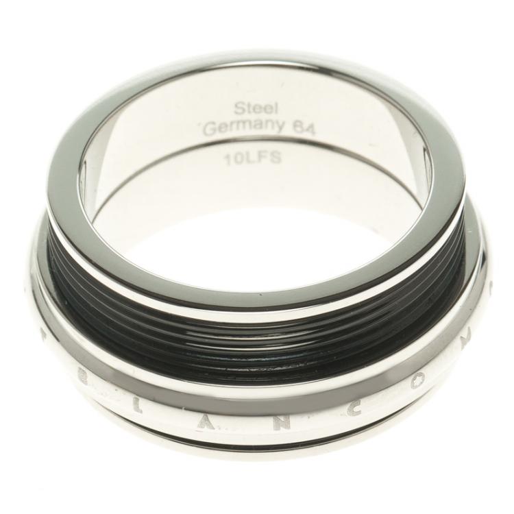 Pre Owned Montblanc Men's Contemporary Collection Black PVD Steel Sliding Ring Size 64