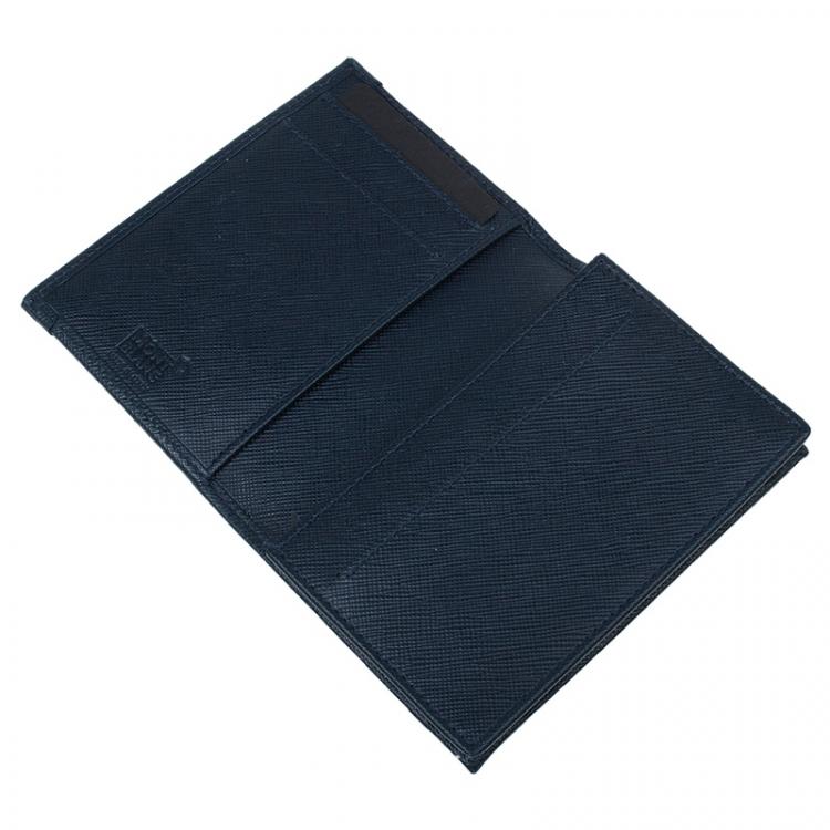 Pre Owned Montblanc Blue Leather and Monogram Canvas Card Holder 