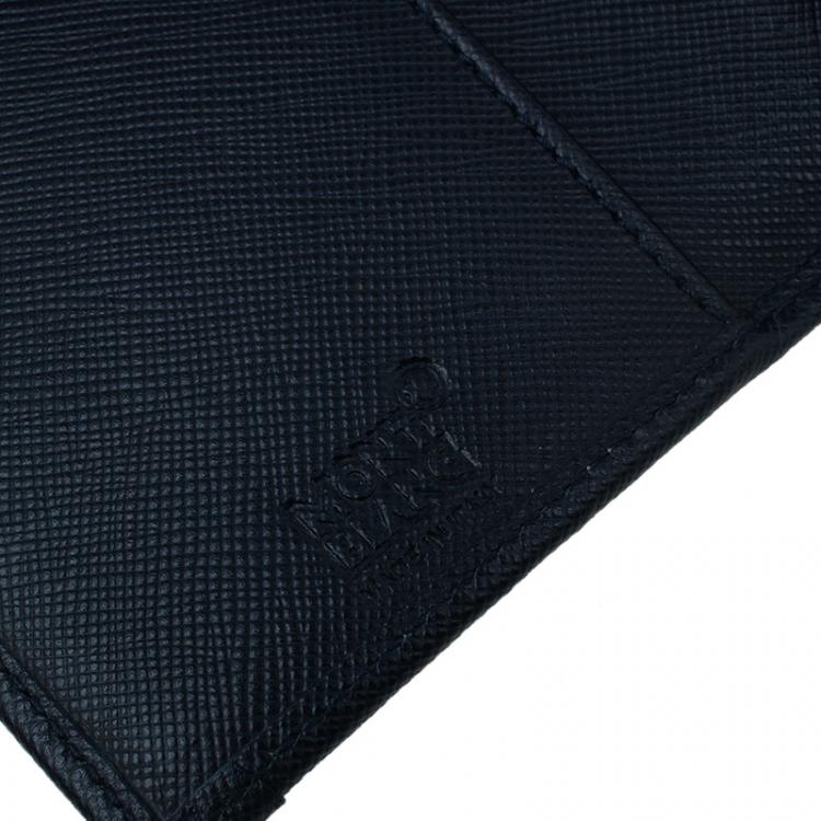 Pre Owned Montblanc Blue Leather and Monogram Canvas Card Holder 