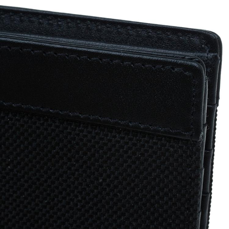 Pre Owned Montblanc Black Leather and Canvas Bifold Wallet 