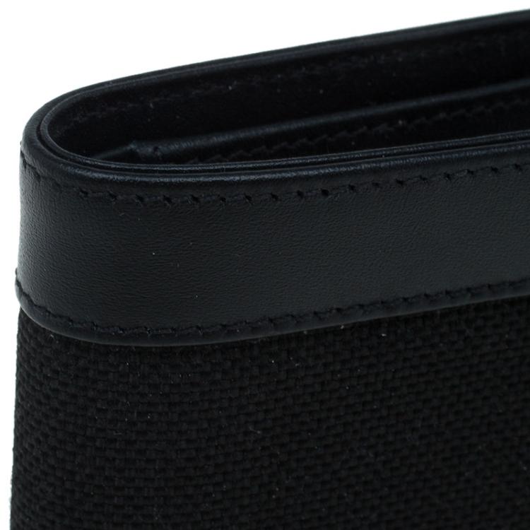 Pre Owned Montblanc Black Leather and Canvas Bifold Wallet 