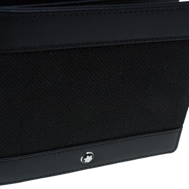 Pre Owned Montblanc Black Leather and Canvas Bifold Wallet 