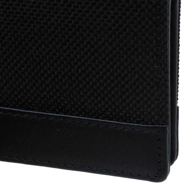 Pre Owned Montblanc Black Leather and Canvas Bifold Wallet 