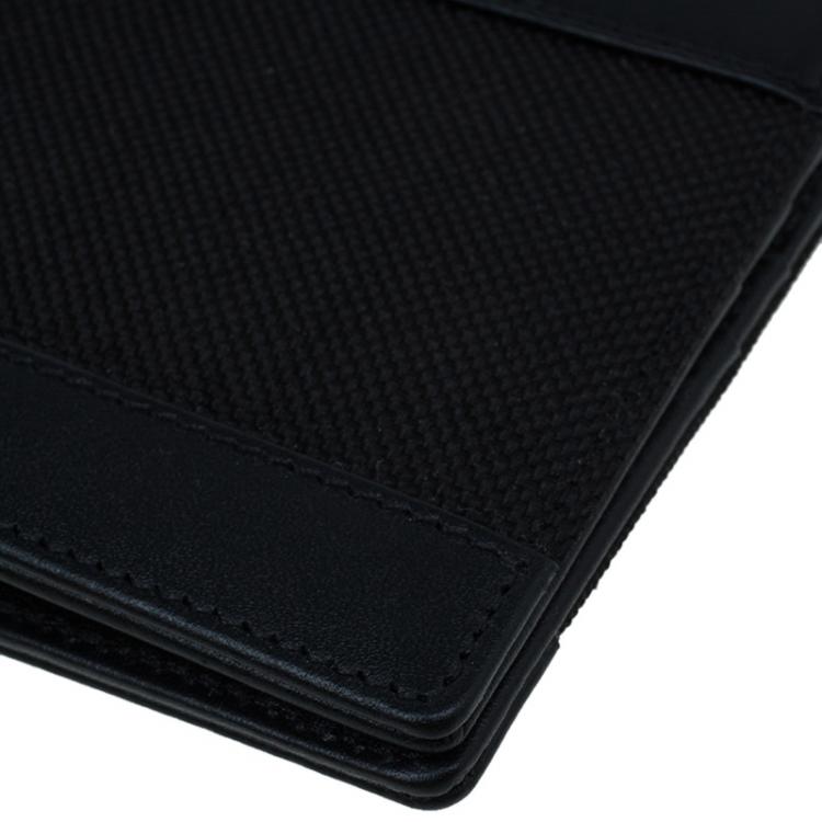 Pre Owned Montblanc Black Leather and Canvas Bifold Wallet 