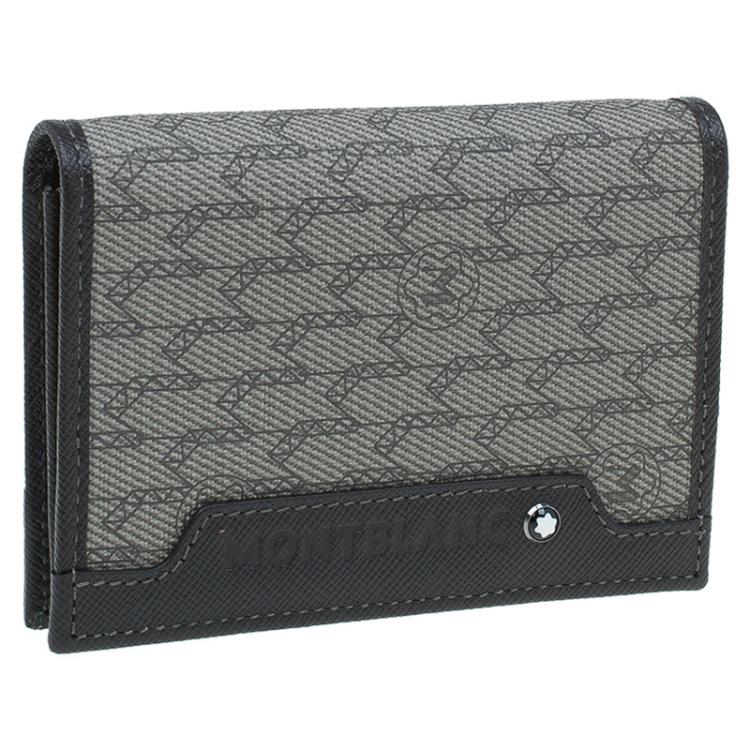 Pre Owned Montblanc Brown Leather and Monogram Canvas Card Holder 