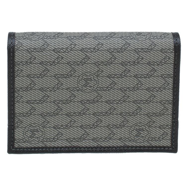 Pre Owned Montblanc Brown Leather and Monogram Canvas Card Holder 