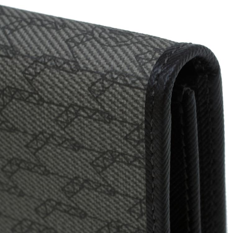 Pre Owned Montblanc Brown Leather and Monogram Canvas Card Holder 