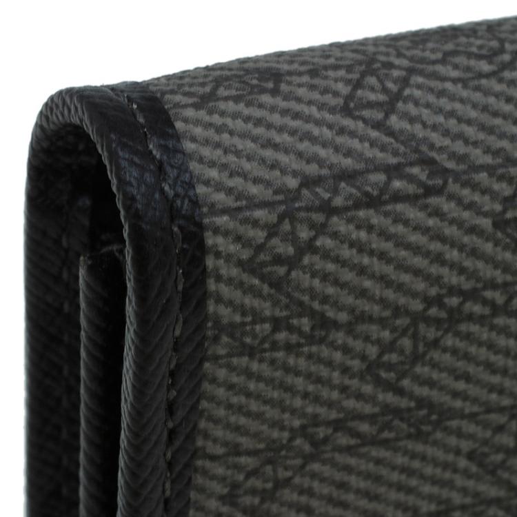 Pre Owned Montblanc Brown Leather and Monogram Canvas Card Holder 