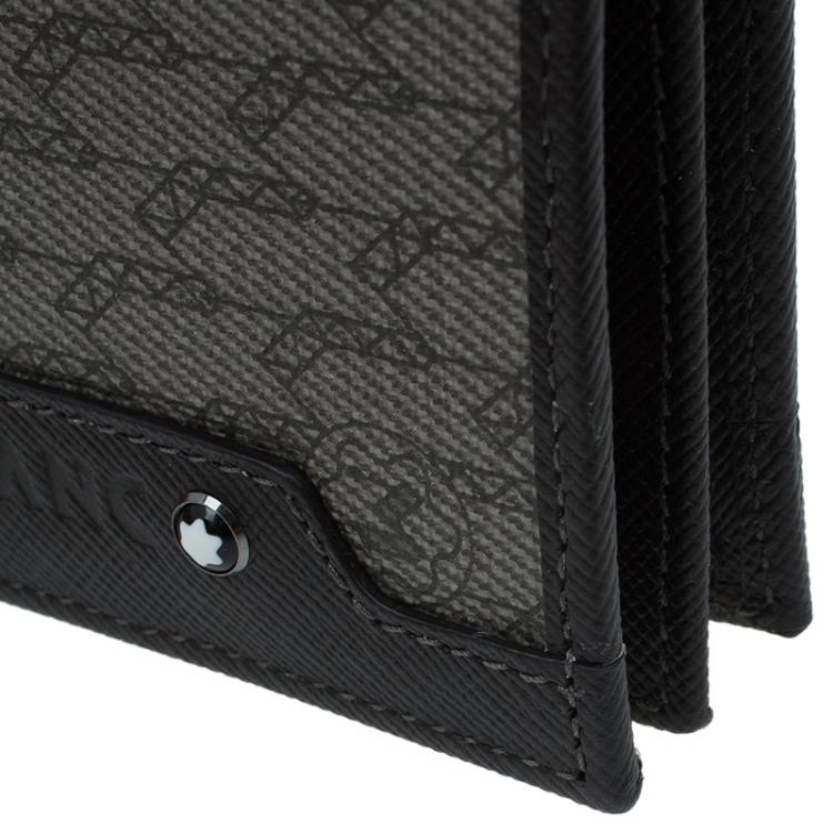 Pre Owned Montblanc Brown Leather and Monogram Canvas Card Holder 