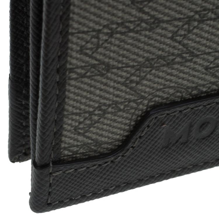 Pre Owned Montblanc Brown Leather and Monogram Canvas Card Holder 