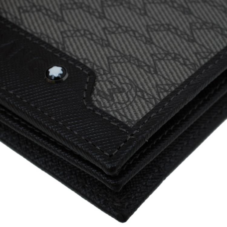 Pre Owned Montblanc Brown Leather and Monogram Canvas Card Holder 