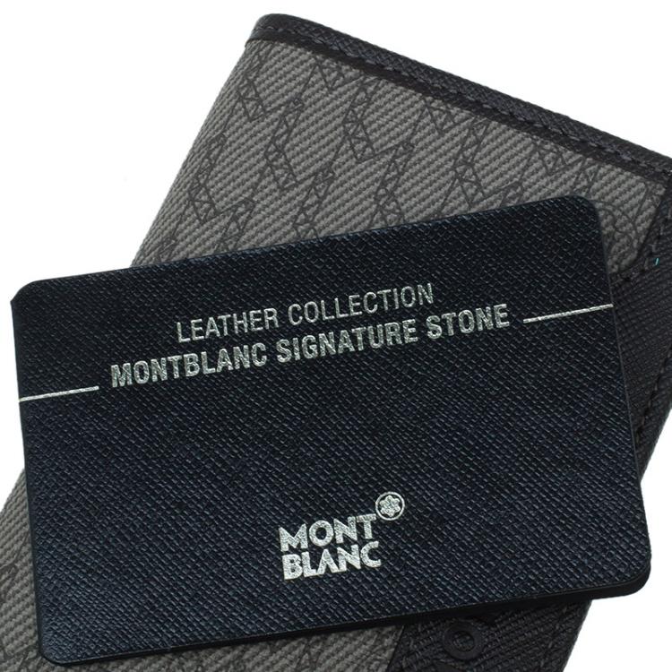 Pre Owned Montblanc Brown Leather and Monogram Canvas Card Holder 