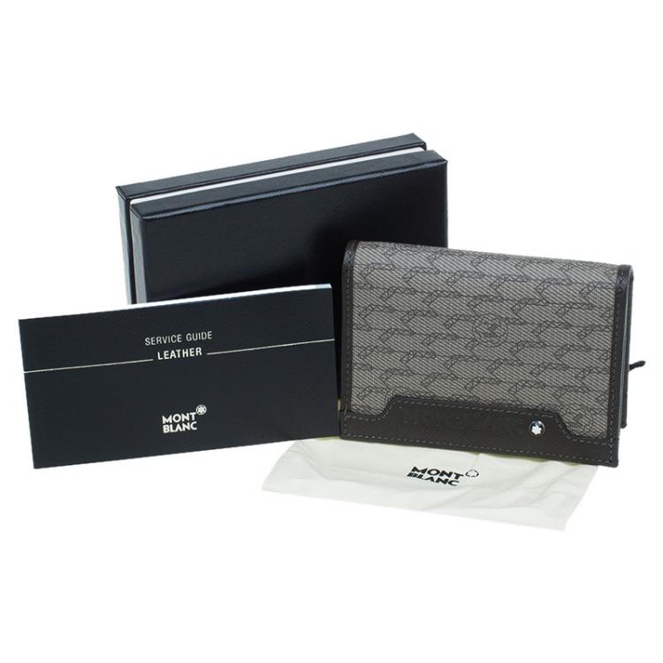 Pre Owned Montblanc Brown Leather and Monogram Canvas Card Holder 