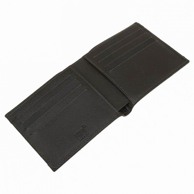 Pre Owned Montblanc Brown Leather and Monogram Canvas Bifold Wallet 