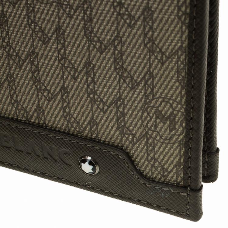 Pre Owned Montblanc Brown Leather and Monogram Canvas Bifold Wallet 