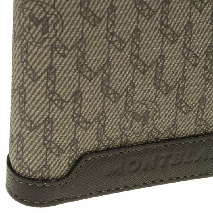 Pre Owned Montblanc Brown Leather and Monogram Canvas Bifold Wallet 