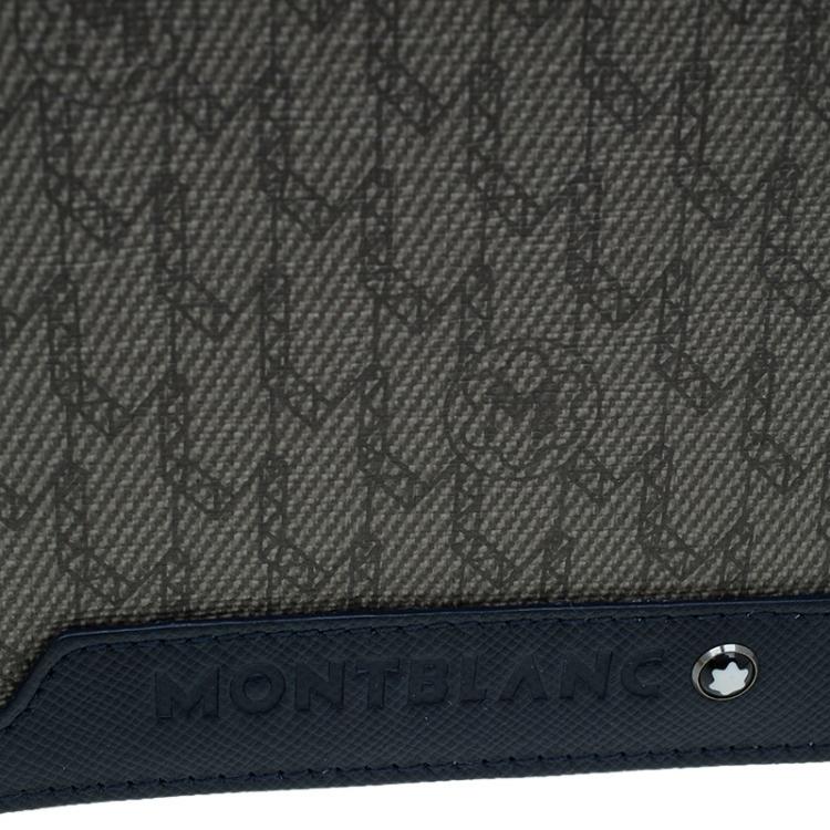 Pre Owned Montblanc Blue Leather and Monogram Canvas Bifold Wallet 