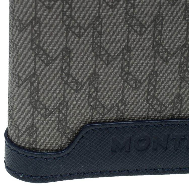 Pre Owned Montblanc Blue Leather and Monogram Canvas Bifold Wallet 
