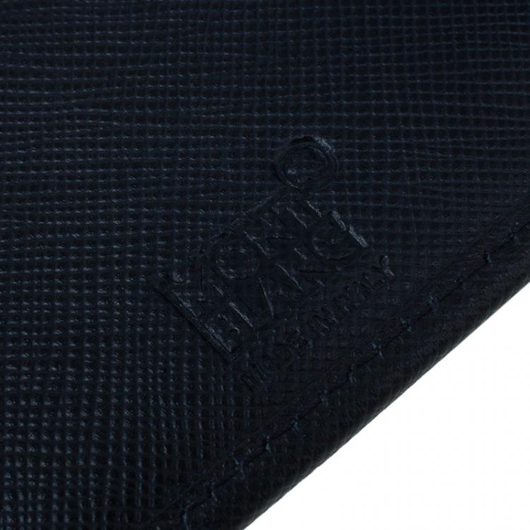 Pre Owned Montblanc Blue Leather and Monogram Canvas Bifold Wallet 
