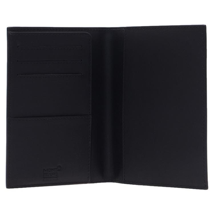 مملوكة مسبقًا Montblanc Black Woven Effect Leather Passport Holder