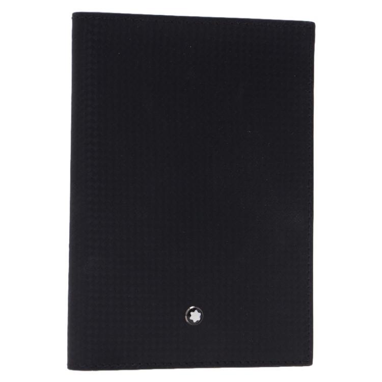 مملوكة مسبقًا Montblanc Black Woven Effect Leather Passport Holder