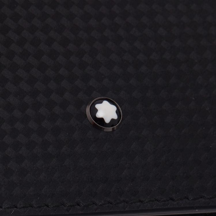 مملوكة مسبقًا Montblanc Black Woven Effect Leather Passport Holder