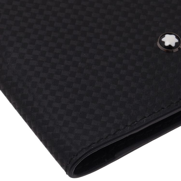 مملوكة مسبقًا Montblanc Black Woven Effect Leather Passport Holder