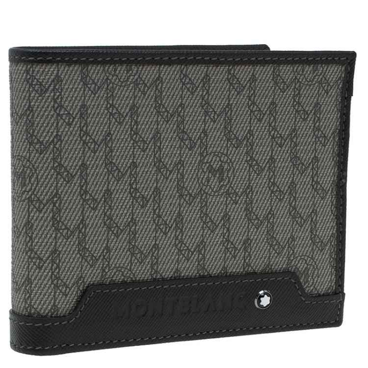 Pre Owned Montblanc Brown Leather and Monogram Canvas Bifold Wallet