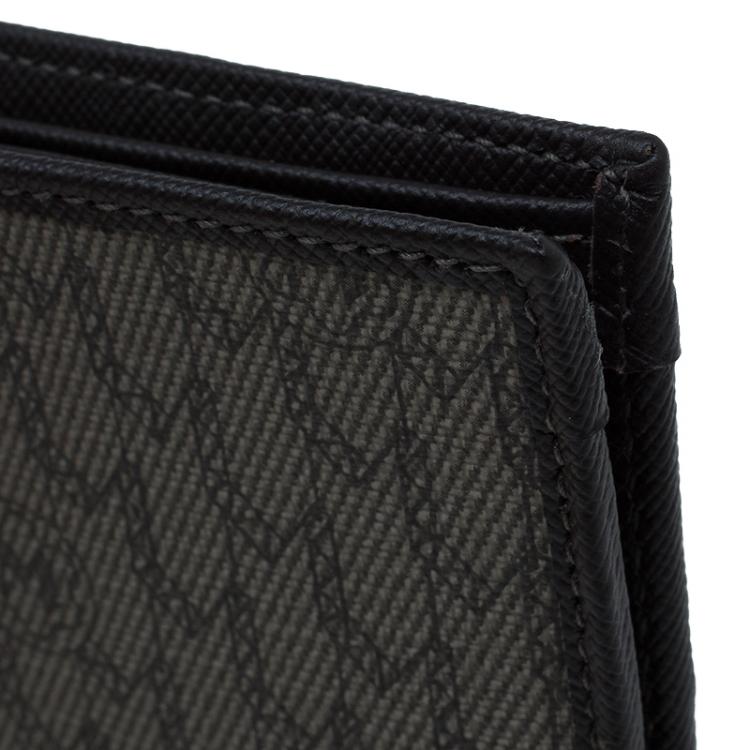 Pre Owned Montblanc Brown Leather and Monogram Canvas Bifold Wallet