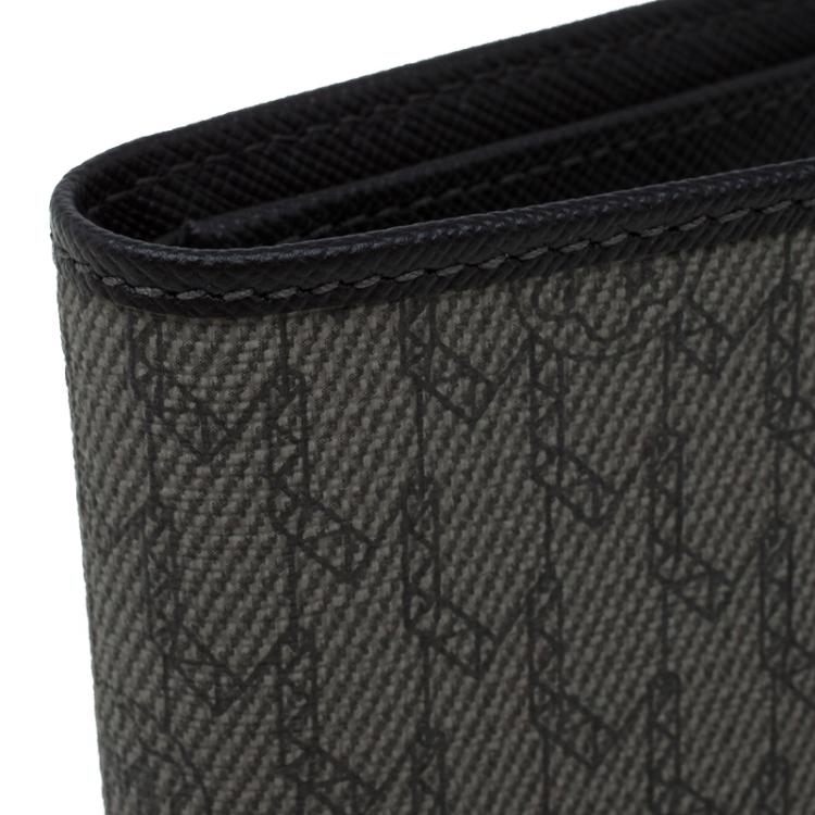 Pre Owned Montblanc Brown Leather and Monogram Canvas Bifold Wallet