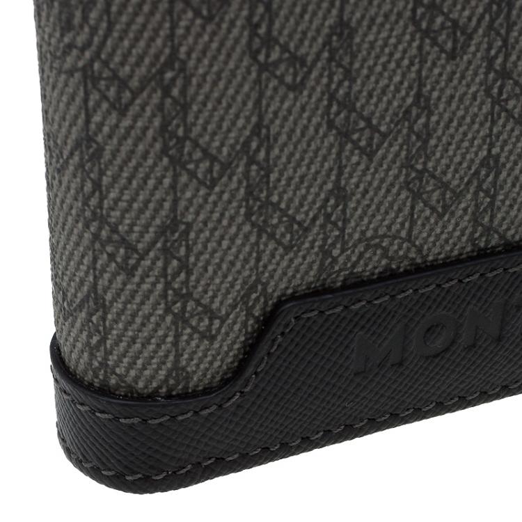 Pre Owned Montblanc Brown Leather and Monogram Canvas Bifold Wallet